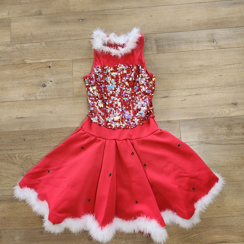 Sparkling Red Sequin Kids Costume Dress